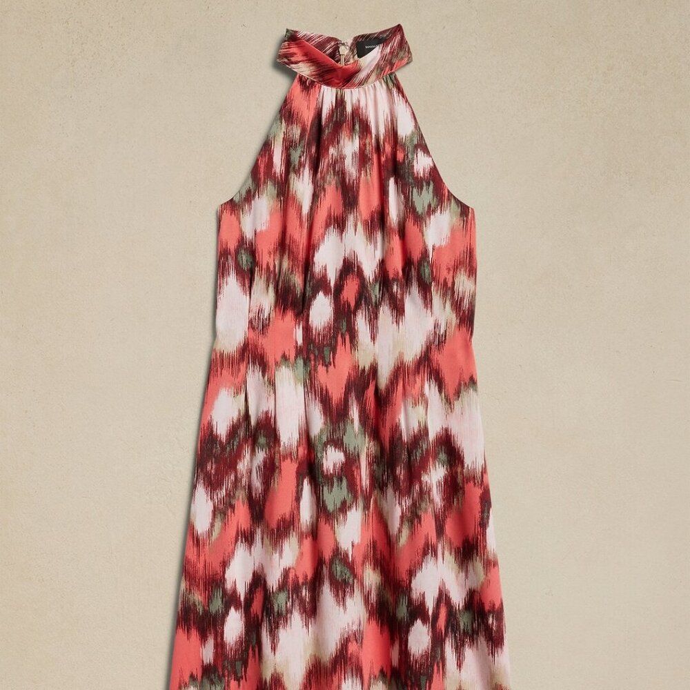 Silky twill halter dress Banana Republic